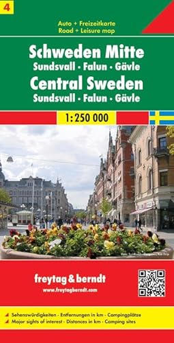 Schweden Mitte - Sundsvall - Falun - Gävle, Autokarte 1:250.000: Sehenswürdigkeiten. Entfernungen in km. Campingplätze (freytag & berndt Auto + Freizeitkarten) von FREYTAG-BERNDT UND ARTARIA