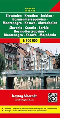 Slowenien - Kroatien - Serbien - Bosnien Herzegowina - Montenegro - Mazedonien, Autokarte 1:600.000: Citypläne. Touristische Informationen. ... (freytag & berndt Auto + Freizeitkarten)