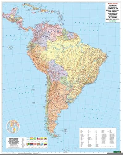 Südamerika Politisch, 1:8 Mio., Poster: Plano (freytag & berndt Poster + Markiertafeln)