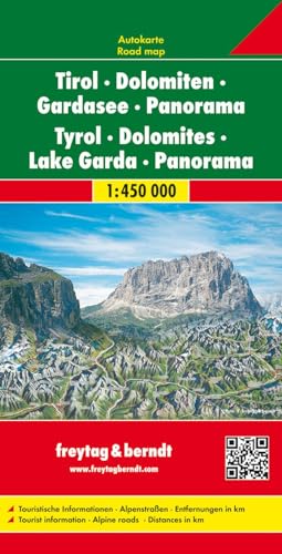 Tirol - Dolomiten - Gardasee - Panorama, Autokarte 1:450.000 von Freytag & Berndt