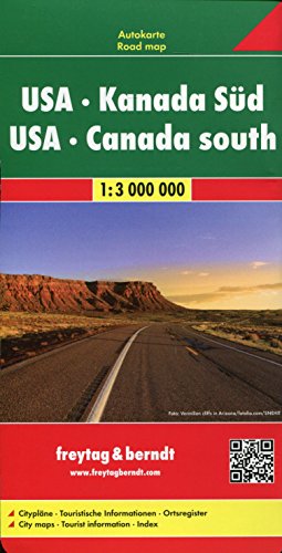 USA - Kanada Süd, Autokarte 1:3.000.000: Citypläne, Touristische Informationen, Ortsregister. 1:3.000.000