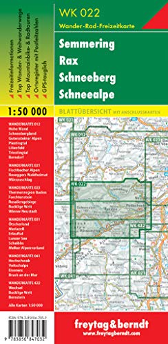 WK 022 Semmering - Rax - Schneeberg - Schneealpe, Wanderkarte 1:50.000 von FREYTAG-BERNDT UND ARTARIA