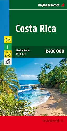 Costa Rica, Autokarte 1:400.000: Touristische Informationen, Entfernungen in km, Nationalparks. Mit QR-Code