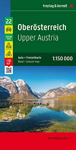 Oberösterreich, Autokarte 1:150.000, Top 10 Tips mit Radrouten: Top 10 Tips Sehenswürdigkeiten, Top Citypläne, Radrouten. Mit QR-Code (freytag & berndt Auto + Freizeitkarten)