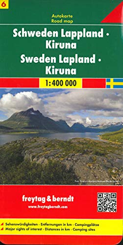 Schweden Lappland - Kiruna, Autokarte 1:400.000: Sehenswürdigkeiten - Entfernungen in km - Campingplätze (freytag & berndt Auto + Freizeitkarten)
