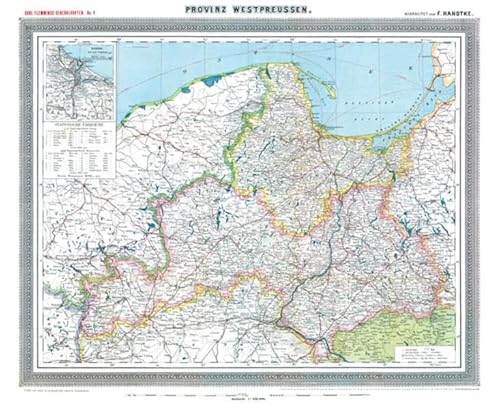 Historische Karte: Provinz WESTPREUSSEN, um 1905 (gerollt): Carl Flemmings Generalkarte, No. 4. Regierungsbezirke Danzig und Marienweder.