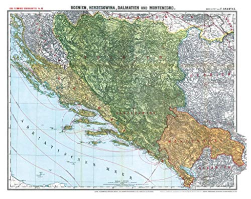Historische Karte: BOSNIEN, HERZEGOWINA, MONTENEGRO und DALMATIEN 1913 [gerollt]: Carl Flemmings Generalkarte, No. 46. von Verlag Rockstuhl