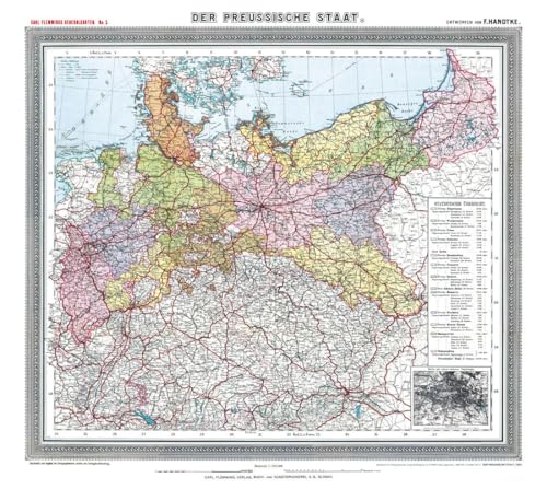 Historische PREUSSENKARTE - DER PREUSSISCHE STAAT - 1905 [gerollt]: Carl Flemmings Generalkarte, No. 2.