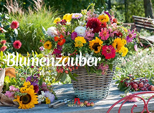 Blumenzauber Kalender 2024, Wandkalender im Querformat (45x33 cm) - Blumenkalender