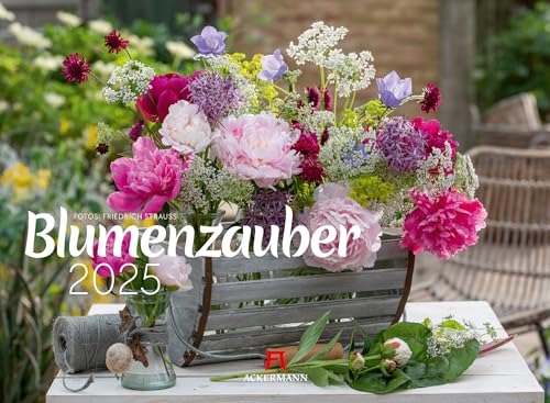 Blumenzauber Kalender 2025, Wandkalender im Querformat (45x33 cm) - Blumenkalender