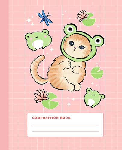 Composition Book: Cute Cat & Frogs | College Ruled Wide Lined Notebook | Pink Kawaii Korean Aesthetic Journal for School Composition Book: Cute Cat & Frogs | College Ruled Wide Lined Notebook | Pink Kawaii Korean Aesthetic Journal for School