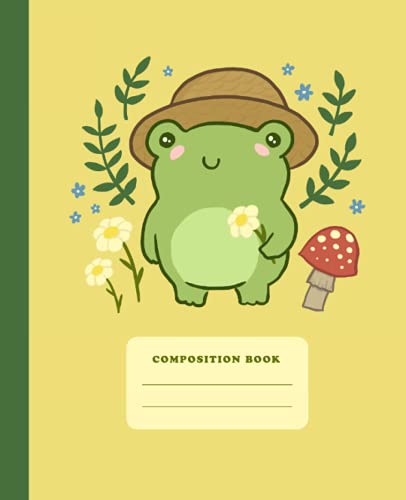 Composition Book: Cute Frog with Hat Mushrooms | College Ruled Wide Lined Journal | Kawaii Cottagecore Aesthetic Yellow Notebook for School Composition Book: Cute Frog with Hat Mushrooms | College Ruled Wide Lined Journal | Kawaii Cottagecore Aesthetic Yellow Notebook for School