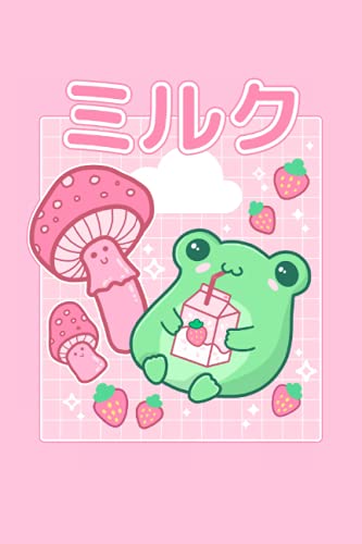 Notebook: Cute Strawberry Milk Frog | Lined Journal | Pastel Pink Kawaii Japanese Aesthetic Diary von Independently published