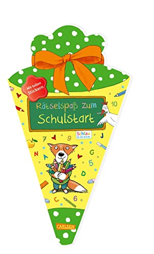 Schlau für die Schule: Rätselspaß zum Schulstart mit Stickern (Schultüte 2023 grün/gelb): Eintragbuch zur Einschulung mit Steckbriefen, Lernspielen und Aufklebern für die Schultüte von Carlsen