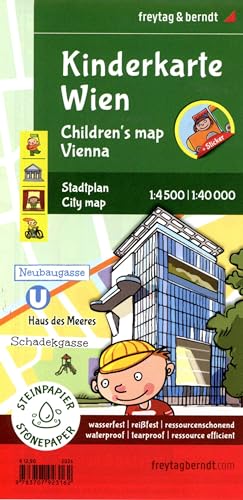 Kinderkarte Wien, Stadtplan 1:40.000, freytag & berndt: 90 x 61 cm, mit Innenstadtplan und Stickerbogen (freytag & berndt Poster + Markiertafeln) von Freytag-Berndt und ARTARIA