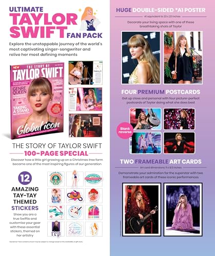 Ultimate Taylor Swift Fan Pack Volume 7 - featuring a double sided poster; TWO art cards; postcards; and a sticker sheet