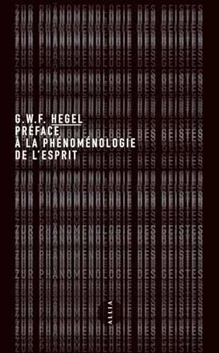 PREFACE A LA PHENOMENOLOGIE DE L'ESPRIT von ALLIA