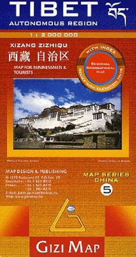Tibet Geographical Map 1 : 2 000 000: Autonomous region. Map for Businessmen & Tourists. Xizang Zizhiqu. With index. Relief with elevation tints