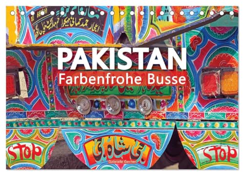Pakistan farbenfrohe Busse (Tischkalender 2025 DIN A5 quer), CALVENDO Monatskalender von CALVENDO