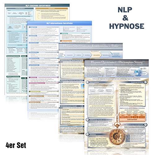 [4er-Set] Das NLP & Hypnose Lern- und Weiterbildungs-Set (2024) – 4 Helfer für Deine Coaching-Praxis mit NLP Coaching & 33 NLP Interventionen mit ... ... und Techniken (DINA4, laminiert)