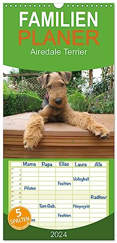 Familienplaner 2024 - Airedale Terrier mit 5 Spalten (Wandkalender, 21 cm x 45 cm) CALVENDO von CALVENDO
