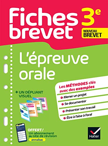 Fiches brevet - L'épreuve orale 3e Brevet 2025: tout l'épreuve en fiches de révision détachables