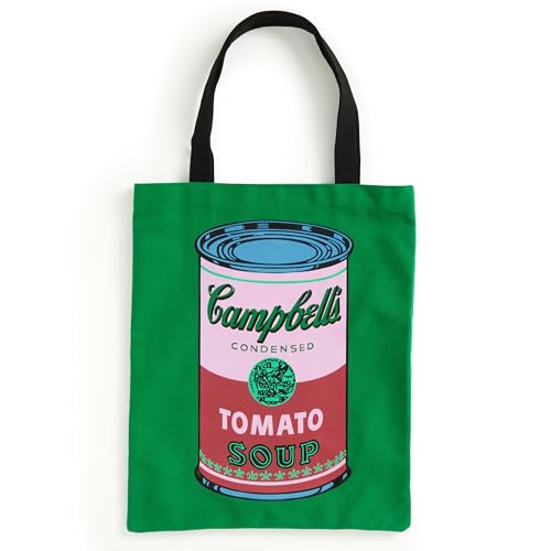 Warhol Soup Can Canvas Tote Bag - Green Warhol Soup Can Canvas Tote Bag - Green