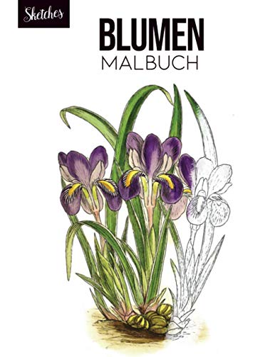 Blumen Malbuch: Botanisches Notizbuch, botanische Illustration, Blumen färben, Aquarellblumen, Blumenskizzen