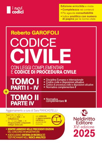 Codice Civile e di Procedura civile e leggi complementari 2025 normativo per il Concorso in Magistratura (I nuovi codici) von Neldiritto Editore