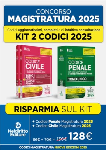 Kit 2 codici normativi civile e penale 2025 per il concorso in Magistratura Kit 2 codici normativi civile e penale 2025 per il concorso in Magistratura von Neldiritto Editore