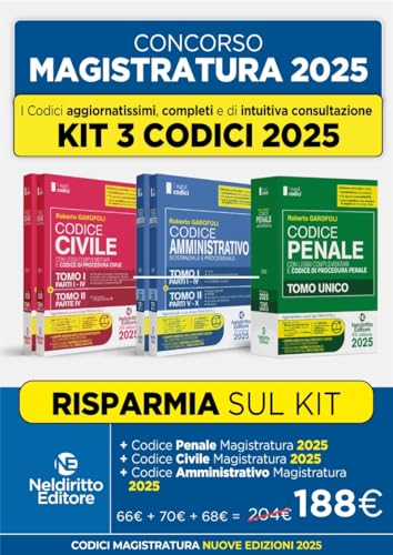 Kit 3 codici normativi civile, penale e amministrativo 2025 per il concorso in Magistratura. Nuova ediz. von Neldiritto Editore