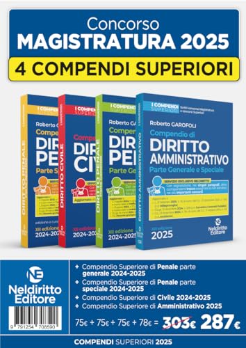 Kit 4 compendi superiori di Civile, Amministrativo (2025), Penale parte generale e Penale parte speciale (I compendi superiori) von Neldiritto Editore