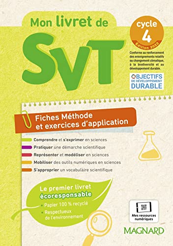 Mon livret de SVT Cycle 4 (2022): Fiches méthode et exercices d'application