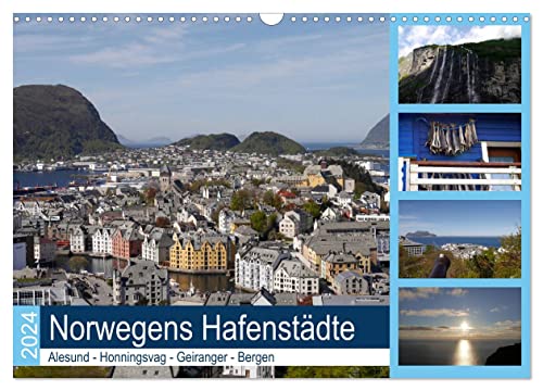 Norwegens Hafenstädte - Alesund - Honningsvag - Geiranger - Bergen (Wandkalender 2024 DIN A3 quer), CALVENDO Monatskalender