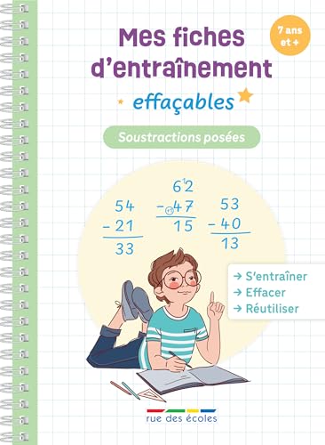 Mes fiches d'entraînement effaçables - Soustractions posées: S'entraîner, effacer, et réutiliser ! von RUE DES ECOLES