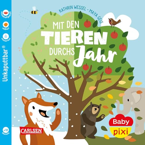 Baby Pixi (unkaputtbar) 92: Mit den Tieren durchs Jahr: Unzerstörbares Baby-Buch ab 12 Monaten über die Jahreszeiten – auch als Badebuch geeignet (92)