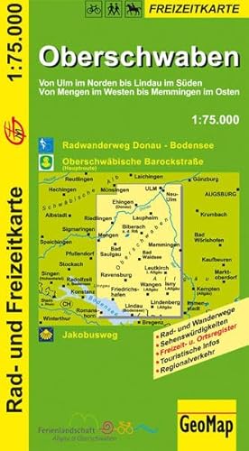 GeoMap Karten, Oberschwaben: Von Ulm im Norden bis Lindau im Süden. Von Mengen im Westen bis Memmingen im Osten. Radwanderweg Donau-Bodensee, ... Infos, Regionalverkehr. Laminiert GeoMap Karten, Oberschwaben: Von Ulm im Norden bis Lindau im Süden. Von Mengen im Westen bis Memmingen im Osten. Radwanderweg Donau-Bodensee, ... Infos, Regionalverkehr. Laminiert