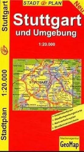 GeoMap Stadtpläne, Stuttgart und Umgebung: Mit den schönsten Biergärten und Weinkellereien. Innenstadtplan, Stadtumgebungskarte, Nahverkehrsplan, Straßenverzeichnis, Rundwanderwege. Laminiert