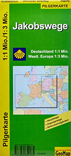 Jakobswege Deutschland und westliches Europa: 1:1.000.000/3.000.000 (Geo Map)