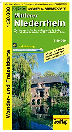 Mittlerer Niederrhein Wander- und Freizeitkarte: 1:50.000: Von Kempen im Norden bis Eschweiler im Süden. Von Heinsberg im Westen bis Grevenbroich im Osten (Geo Map) von GeoCenter