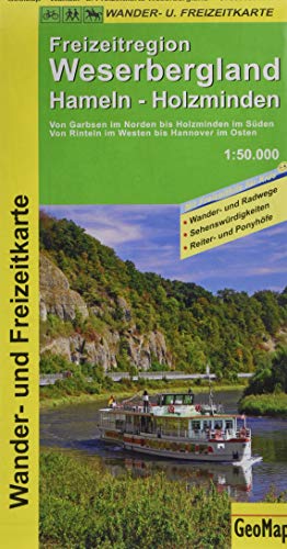 Weserbergland Wander- und Freizeitkarte: 1:50.000: Hameln - Holzminden. Von Garbsen im Norden bis Holzminden im Süden. Von Rinteln im Westen bis Hannover im Osten (Geo Map)