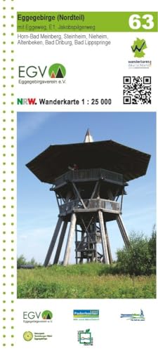 Eggegebirge (Nordteil) mit Eggeweg, E1, Jakobspilgerweg Blatt 63, topographische Wanderkarte NRW: 1:25.000 (Geo Map) von GeoCenter