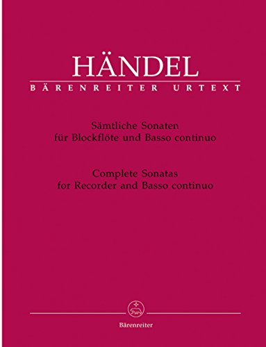 Sämtliche Sonaten für Blockflöte und Basso continuo. Partitur, Stimmensatz, Urtextausgabe, Sammelband. BÄRENREITER URTEXT