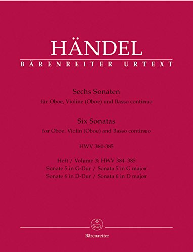 Sechs Sonaten für Oboe, Violine (Oboe) und Basso continuo (Heft 3). Spielpartitur, Stimmensatz, Urtextausgabe, Sammelband