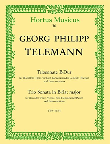 Hortus Musicus TELEMANN G.P. - TRIOSONATE B-DUR TWV 42:B4 Klassische Noten Kammermusik