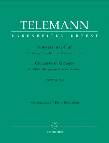 Konzert G-Dur für Viola, Streicher und Bc. Klavierauszug: Urtext von Bärenreiter