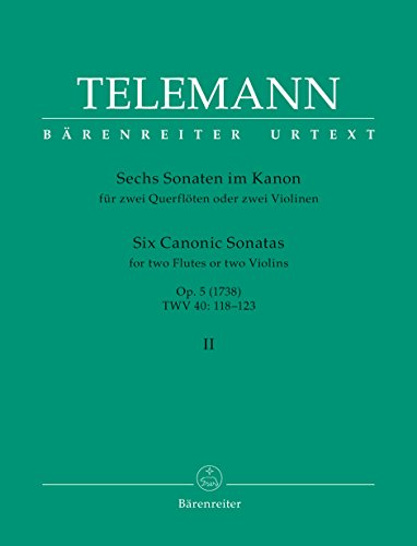 Sechs »Sonaten im Kanon« op. 5. Heft 2. Für 2 Querflöten oder 2 Violinen. Six Canonic Sonatas for 2 Flutes or 2 Violins. op. 5/2: Urtext