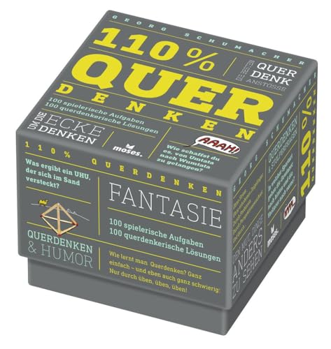 moses. 110% Querdenken , 100 Aufgaben und Rätsel für spielerische und kreative Denk-Anstöße von Autor Georg Schumacher , Rätselbox für Erwachsene und ... Die besten QuerDenkAnstöße (110%- Box) von moses