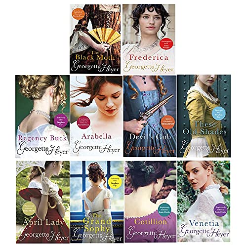 Georgette Heyer 10 Bücher-Sammelpaket-Set (The Black Moth, Frederica, Regency Buck, Arabella, Devil's Cub, These Old Shades, April Lady, The Grand Sophy, Cotillion Venetia)