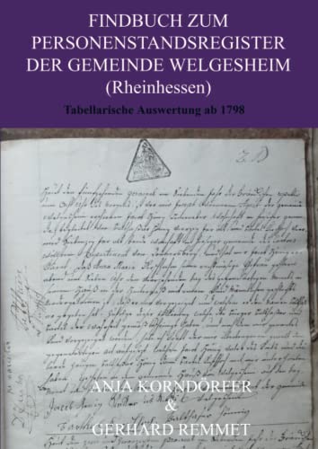 Findbuch zum Personenstandsregister der Gemeinde Welgesheim/ Rheinhessen: Tabellarische Auswertung ab 1798